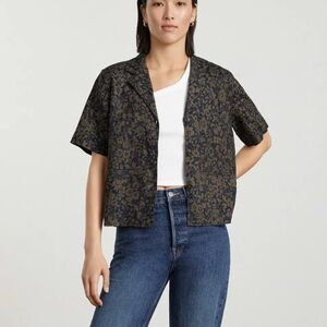 Everlane Linen Workwear Shirt in Midnight Floral Medium